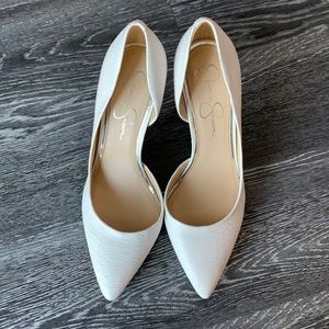 White Textured Pumps